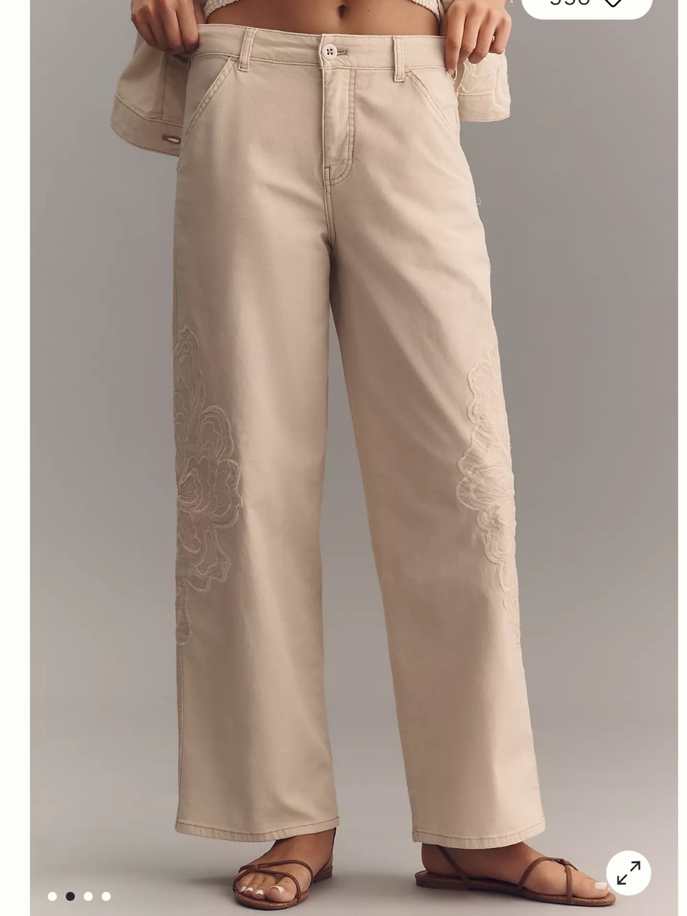 Anthropologie Pilcro Mason Novelty High-Rise Wide Leg Pants Embroidered Floral